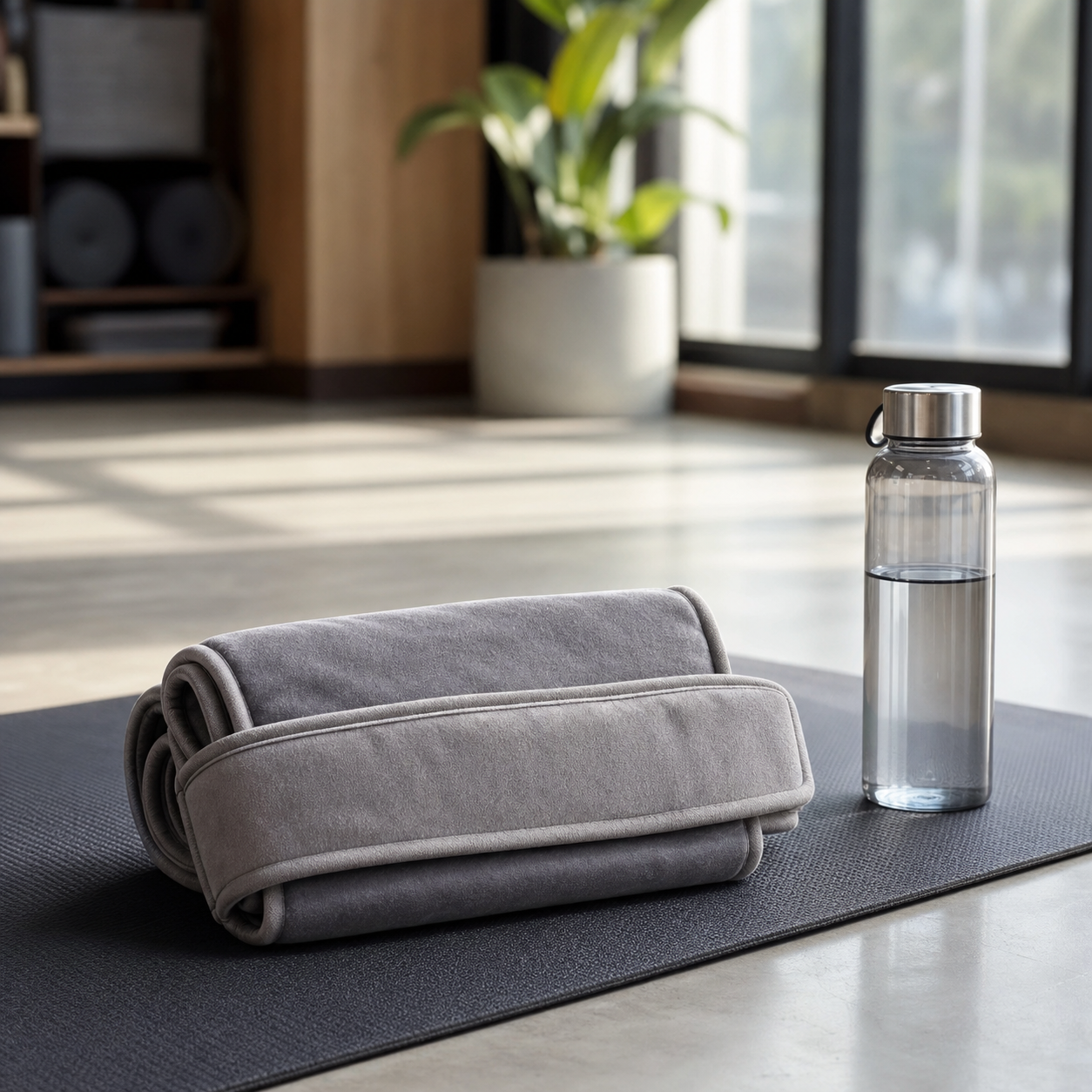 Unbranded wrap-style heat pad on a training mat